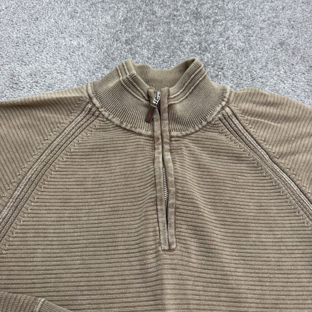Tommy Bahama Relax 1/4 Zip Pullover Sweater Mens Medium Brown Ribbed Knit Cotton - Picture 4 of 15